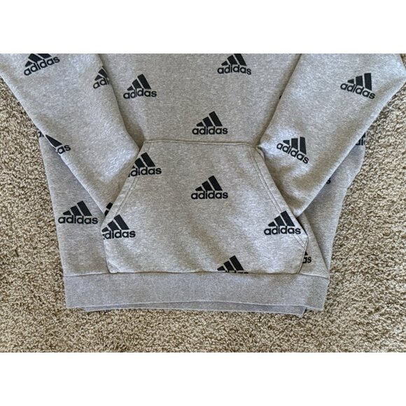 Mens Size Large Adidas Hoodie All Over Print Gray With Black Logo - VGC! - Picture 3 of 6